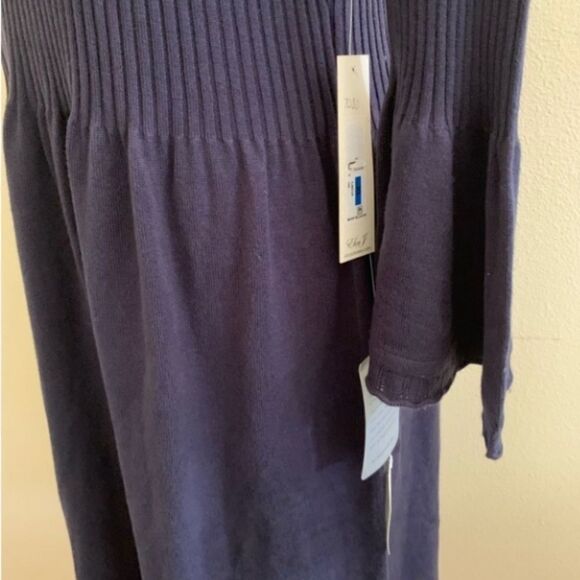 Eliza J Ribbed Knit Dress Turtleneck Navy - Picture 7 of 9